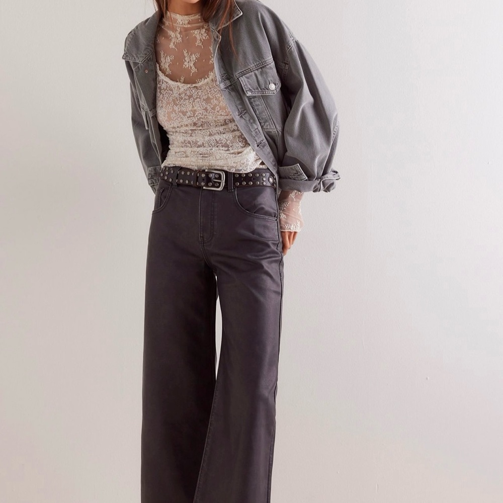 Free People Misha high rise barrel in charcoal grey size 30